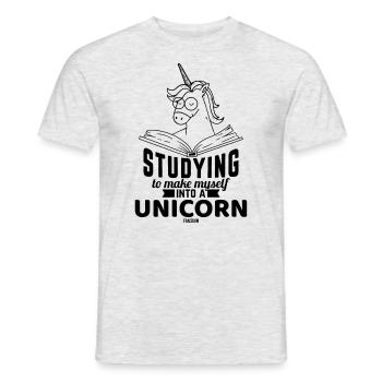 Unicorn Book Reading School - Men's T-Shirt - heather grey - Front - AI Model Male 178 dark (178cm)