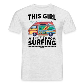 Girls Surfing SUP Camping - Men's T-Shirt - heather grey - Front - AI Model Male 178 dark (178cm)