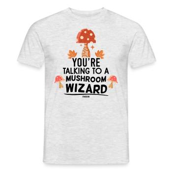 Mushroom picking and cooking saying - Men's T-Shirt - heather grey - Front - AI Model Male 178 dark (178cm)
