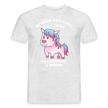 Pferde sind niedlich ich bin niedlich also bin ich - Männer T-Shirt - Grau meliert - Vorne - AI Model Male 178 dark (178cm)
