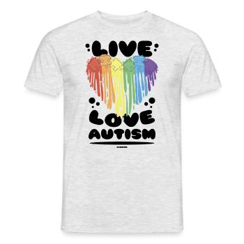 Autismus Liebe Herz Regenbogen - Männer T-Shirt - Grau meliert - Vorne - AI Model Male 178 dark (178cm)