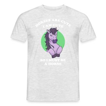 Pferde sind niedlich ich bin niedlich also bin ich - Männer T-Shirt - Grau meliert - Vorne - AI Model Male 178 dark (178cm)