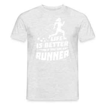 Running Jogging Sports Racing Training Gift - Men's T-Shirt - heather grey - Front - AI Model Male 178 dark (178cm)