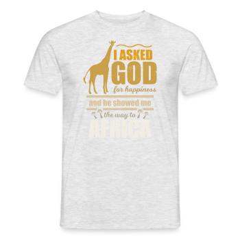 Giraffe Gott Religion lustiger Afrika Spruch - Männer T-Shirt - Grau meliert - Vorne - AI Model Male 178 dark (178cm)