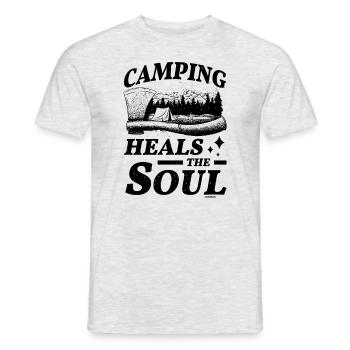 Camping Seele Gott Campingurlaub Spruch - Männer T-Shirt - Grau meliert - Vorne - AI Model Male 178 dark (178cm)