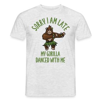 Gorilla tanzen Musik Party cooler Spruch - Männer T-Shirt - Grau meliert - Vorne - AI Model Male 178 dark (178cm)