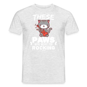 Katze Gitarre Rockmusik Haustier - Männer T-Shirt - Grau meliert - Vorne - AI Model Male 178 dark (178cm)