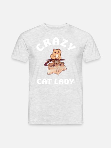 Crazy Cat Lady - Männer T-Shirt - Grau meliert