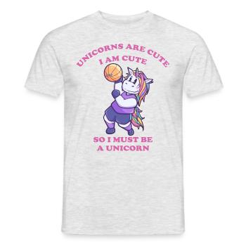 süßes Einhorn spielt Basketball wie ich - Männer T-Shirt - Grau meliert - Vorne - AI Model Male 178 dark (178cm)