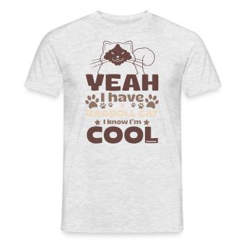 ja ich habe eine Ragdollkatze und ja ich bin cool - Männer T-Shirt - Grau meliert - Vorne - AI Model Male 178 dark (178cm)