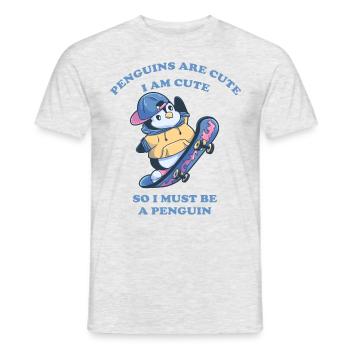 Skater Pinguin cool Skateboard Junge - Männer T-Shirt - Grau meliert - Vorne - AI Model Male 178 dark (178cm)