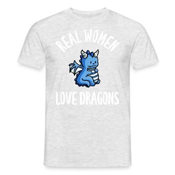 Real Women Love Dragons - Männer T-Shirt - Grau meliert - Vorne - AI Model Male 178 dark (178cm)