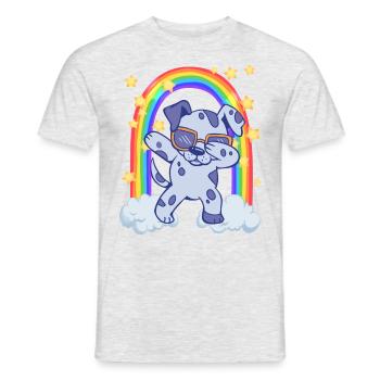 Regenbogen Hund LGBTQ Haustier dabbing - Männer T-Shirt - Grau meliert - Vorne - AI Model Male 178 dark (178cm)