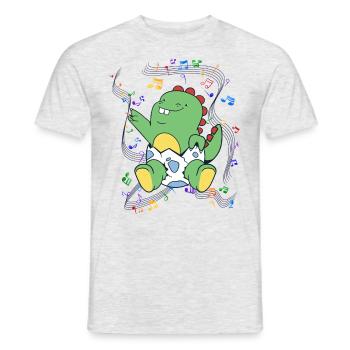 Baby Dino Eierschale Party Musik Geschenk - Männer T-Shirt - Grau meliert - Vorne - AI Model Male 178 dark (178cm)