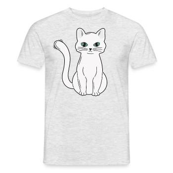 White Main Coon Cat Cat Outfit for - Men's T-Shirt - heather grey - Front - AI Model Male 178 dark (178cm)