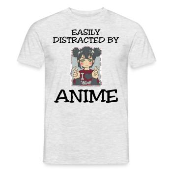 Easily Distracted By Anime - Männer T-Shirt - Grau meliert - Vorne - AI Model Male 178 dark (178cm)