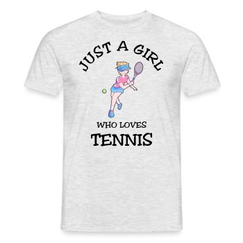 Just A Girl Who Loves Tennis - Männer T-Shirt - Grau meliert - Vorne - AI Model Male 178 dark (178cm)