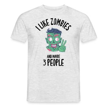 I Like Zombies And Maybe 3 People - Männer T-Shirt - Grau meliert - Vorne - AI Model Male 178 dark (178cm)