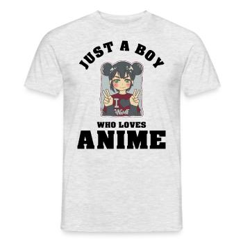 Just A Boy Who Loves Anime - Männer T-Shirt - Grau meliert - Vorne - AI Model Male 178 dark (178cm)