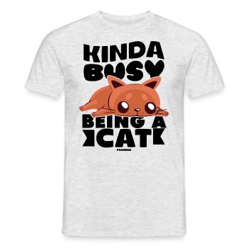 Kinda Busy Being A Cat - Männer T-Shirt - Grau meliert - Vorne - AI Model Male 178 dark (178cm)