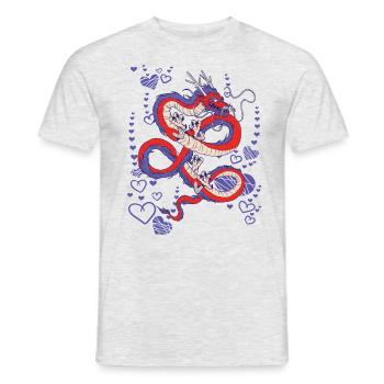 cooler japanischer Drache - Männer T-Shirt - Grau meliert - Vorne - AI Model Male 178 dark (178cm)