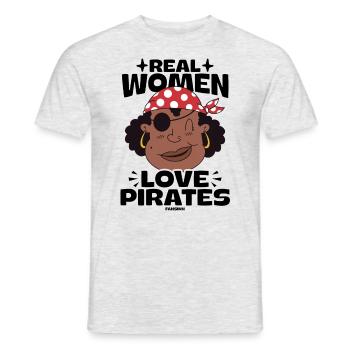 Les vraies femmes aiment les pirates - T-shirt homme - gris chiné - Devant - AI Model Male 178 dark (178cm)