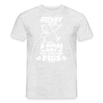 Cochon - T-shirt homme - gris chiné - Devant - AI Model Male 178 dark (178cm)