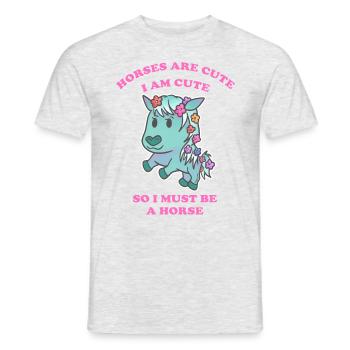Pferde sind niedlich ich bin niedlich also bin ich - Männer T-Shirt - Grau meliert - Vorne - AI Model Male 178 dark (178cm)