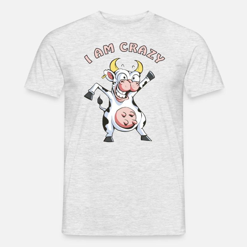 ich bin eine verrückte Kuh - Männer T-Shirt - Grau meliert