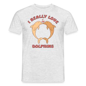 I love dolphins - Men's T-Shirt - heather grey - Front - AI Model Male 178 dark (178cm)