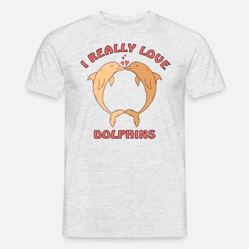 ich liebe Delfine - Männer T-Shirt - Grau meliert