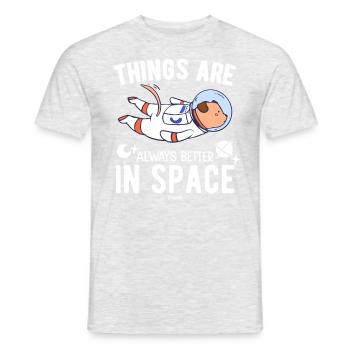 dog science universe galaxy - Men's T-Shirt - heather grey - Front - AI Model Male 178 dark (178cm)