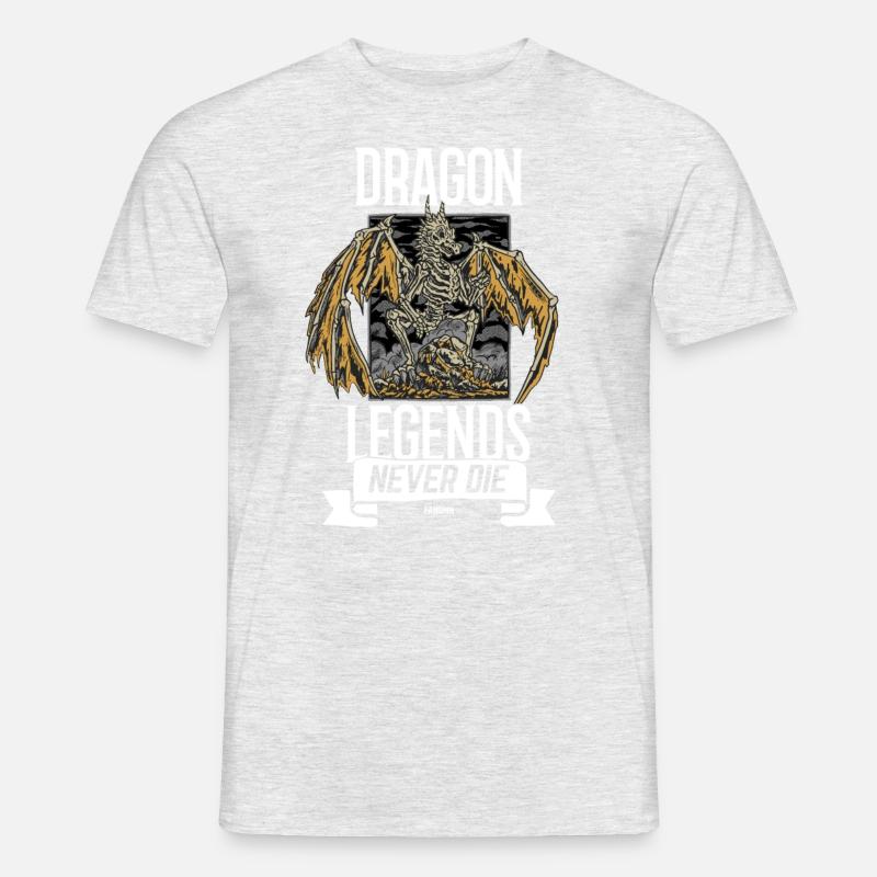 Dragon Legends Never Die - Männer T-Shirt - Grau meliert