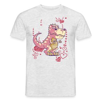 cooler Dinosaurier T-Rex für Mädchen - Männer T-Shirt - Grau meliert - Vorne - AI Model Male 178 dark (178cm)
