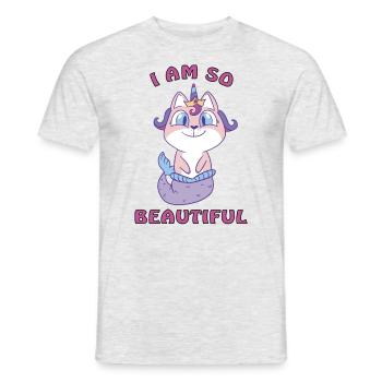 I am a beautiful cat mermaid unicorn - Men's T-Shirt - heather grey - Front - AI Model Male 178 dark (178cm)
