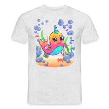 Baby whale narwhal marine life unicorn - Men's T-Shirt - heather grey - Front - AI Model Male 178 dark (178cm)