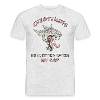 Horreur Chat Halloween Monstre Effrayant - T-shirt homme - gris chiné - Devant - AI Model Male 178 dark (178cm)