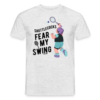 Badminton - Men's T-Shirt - heather grey - Front - AI Model Male 178 dark (178cm)
