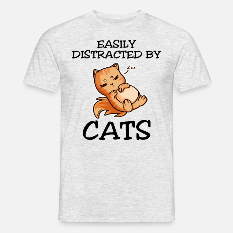 Easily Distracted By Cats - Männer T-Shirt - Grau meliert