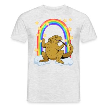 Bearded dragon loves sushi at the rainbow - Men's T-Shirt - heather grey - Front - AI Model Male 178 dark (178cm)