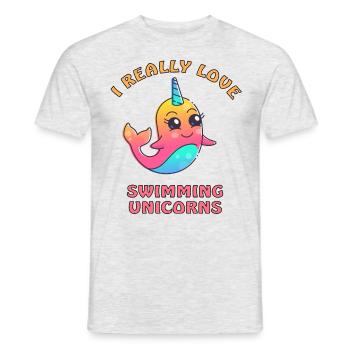 ich liebe schwimmende Einhörner - Männer T-Shirt - Grau meliert - Vorne - AI Model Male 178 dark (178cm)