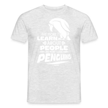 The More I Learn About People The More I Like Peng - Men's T-Shirt - heather grey - Front - AI Model Male 178 dark (178cm)