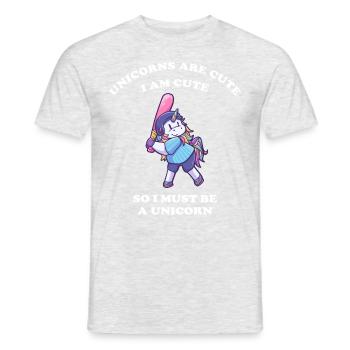 Unicorn loves baseball and softball - Men's T-Shirt - heather grey - Front - AI Model Male 178 dark (178cm)