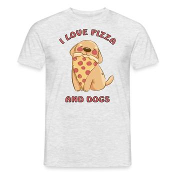 ich liebe Pizza und Hunde - Männer T-Shirt - Grau meliert - Vorne - AI Model Male 178 dark (178cm)