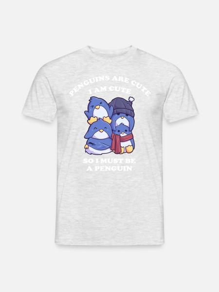 Pinguin Freunde am Südpol - Männer T-Shirt - Grau meliert