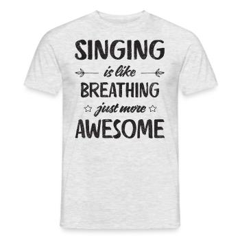 Chanter, c’est comme respirer, juste plus génial Rétro - T-shirt homme - gris chiné - Devant - AI Model Male 178 dark (178cm)