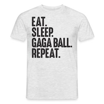 Manger. Dormir. Bal de Gaga. Répéter. Ballon chasseur Gagaball - T-shirt homme - gris chiné - Devant - AI Model Male 178 dark (178cm)