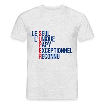 Papy unique Le Seul Idée Cadeau Grand-Père - T-shirt homme - gris chiné - Devant - AI Model Male 178 dark (178cm)