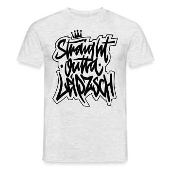 Straight Outta Leipzsch - vector black - Men's T-Shirt - heather grey - Front - AI Model Male 178 dark (178cm)