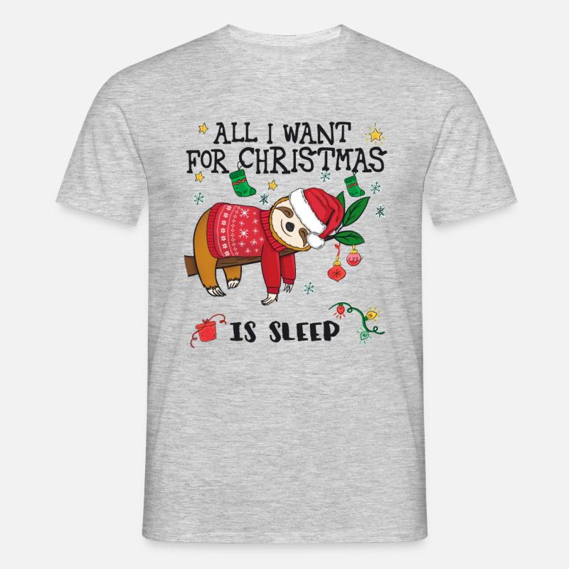 Faultier mit Weihnachtspullover - Männer T-Shirt - Grau meliert